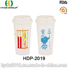 Taza de café plástica de la pared doble de la certificación de FDA / LFGB (HDP-2019)